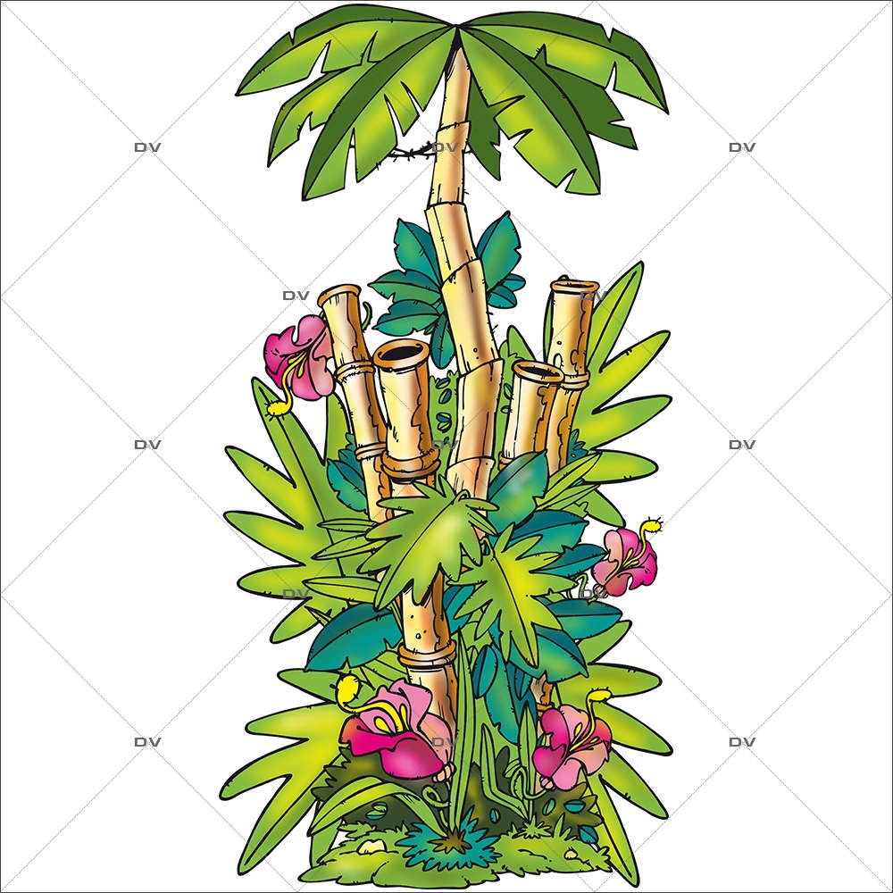 Sticker-bambous-exotiques-cartoon-vitrophanie-décoration-vitrine-estivale-électrostatique-sans-colle-repositionnable-réutilisable-DECO-VITRES Sticker-bambous-exotiques-cartoon-vitrophanie-décoration-vitrine-estivale-électrostatique-sans-colle-repositionnable-réutilisable-DECO-VITRES
