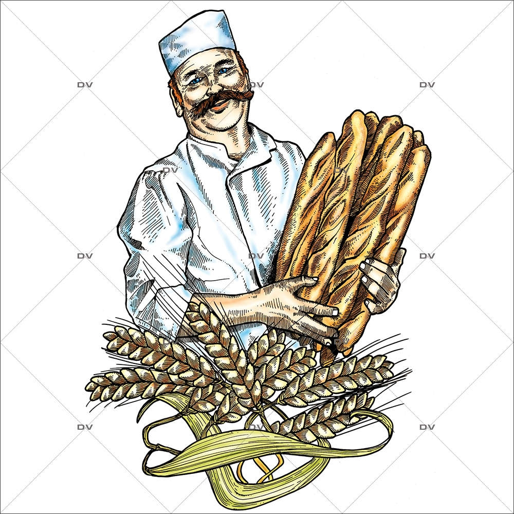 Sticker-boulanger-pains-français-France-qualité-vitrophanie-décoration-vitrine-boulangerie-pâtisserie-électrostatique-sans-colle-repositionnable-réutilisable-DECO-VITRES
