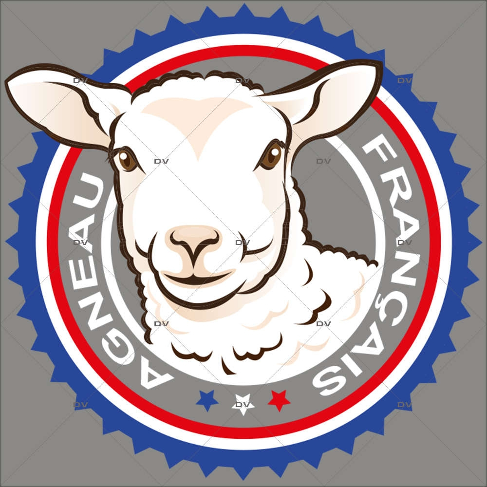 Sticker-label-agneau-français-France-qualité-vitrophanie-décoration-vitrine-boucherie-charcuterie-électrostatique-sans-colle-repositionnable-réutilisable-DECO-VITRES Sticker-label-agneau-français-France-qualité-vitrophanie-décoration-vitrine-boucherie-charcuterie-électrostatique-sans-colle-repositionnable-réutilisable-DECO-VITRES