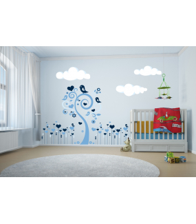 Sticker-frise-de-coeurs-et-oiseaux-bleus-chambre-bébé-enfant-adhésif-encres-écologiques-latex-décoration-intérieure-DECO-VITRES