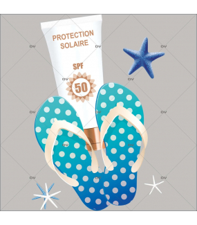 Sticker-tongs-produit-solaire-été-vitrophanie-décoration-vitrine-estivale-électrostatique-sans-colle-repositionnable-réutilisable-DECO-VITRES