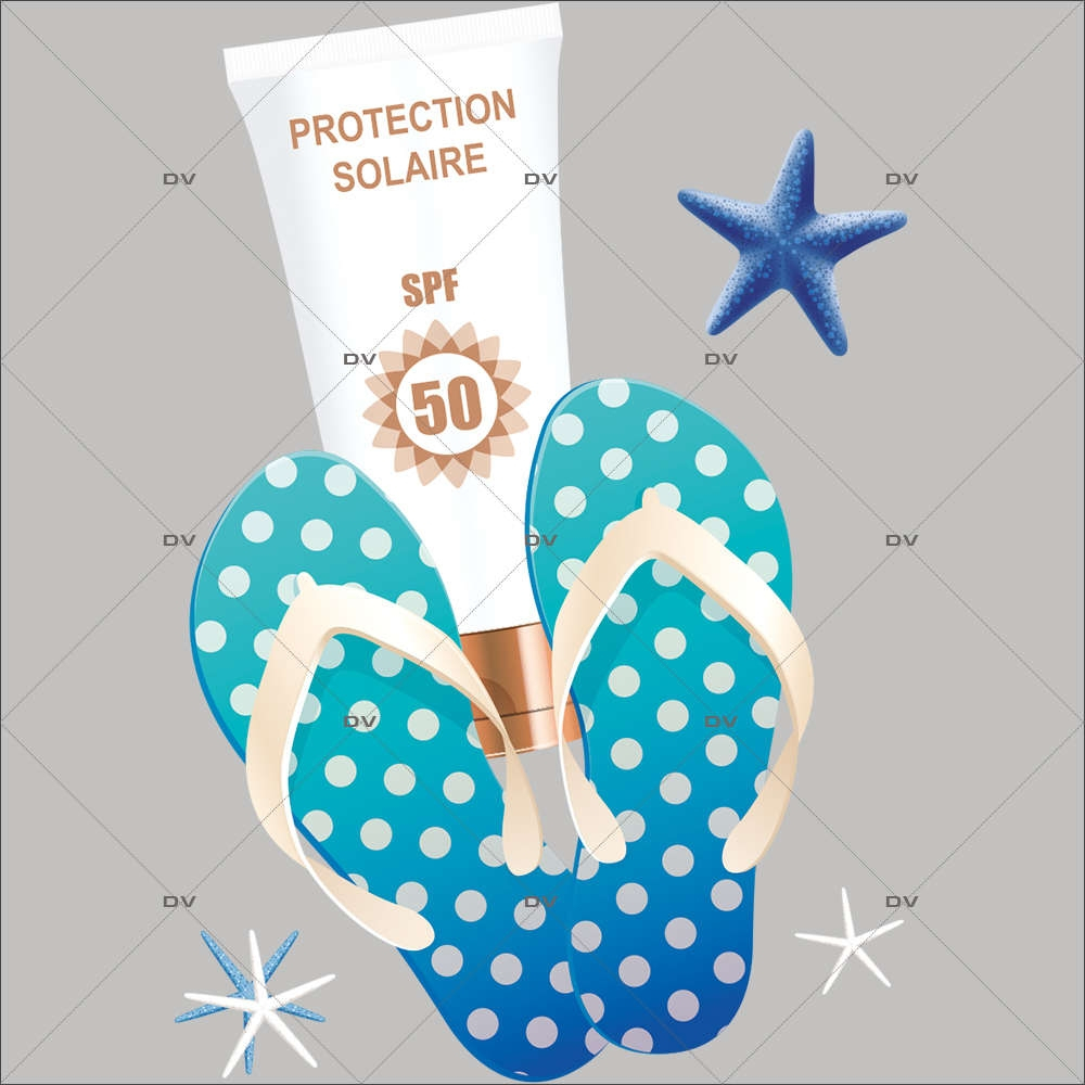 Sticker-tongs-produit-solaire-été-vitrophanie-décoration-vitrine-estivale-électrostatique-sans-colle-repositionnable-réutilisable-DECO-VITRES