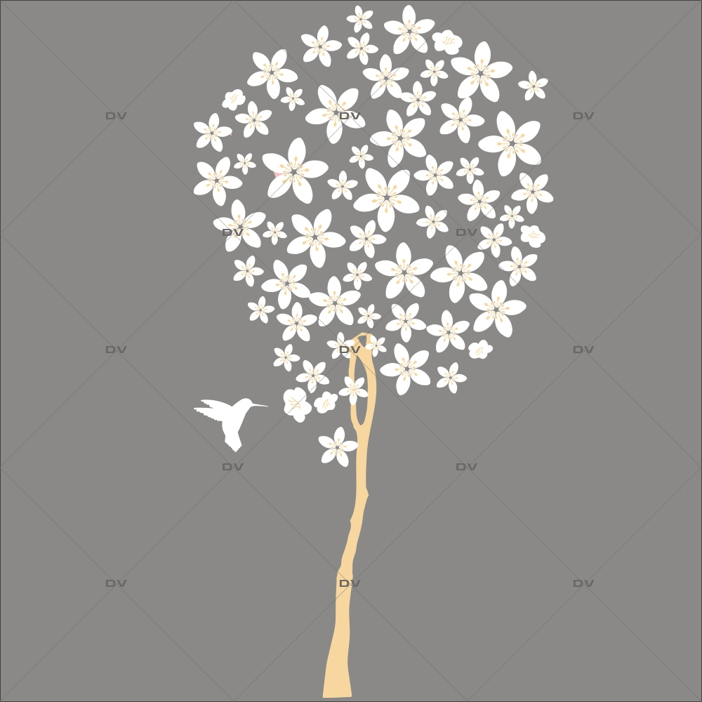 Sticker-arbre-fleuri-colibri-oiseau-fleurs-blanches-printemps-été-vitrophanie-décoration-vitrine-estivale-printanière-électrostatique-sans-colle-repositionnable-réutilisable-DECO-VITRES