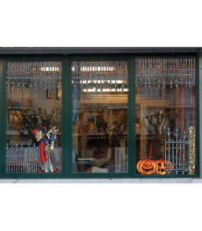 Sticker-halloween-grille-rouillée-médiéval-château-hanté-31-octobre-vitrophanie-décoration-vitrine-halloween-électrostatique-sans-colle-repositionnable-réutilisable-DECO-VITRES