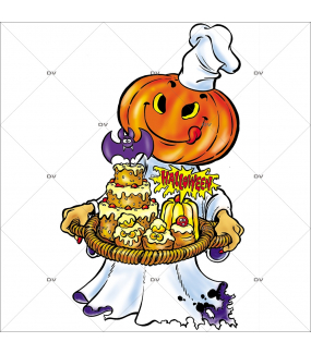 Sticker-Halloween-citrouille-pâtissière-vitrophanie-décoration-vitrine-spécial-boulangerie-pâtisserie-salon-de-thé-électrostatique-sans-colle-repositionnable-réutilisable-DECO-VITRES