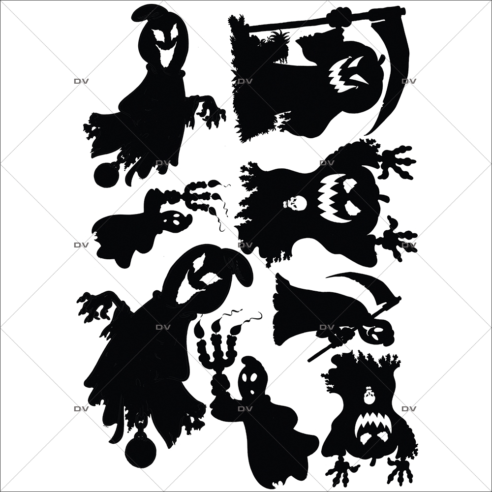 Sticker-halloween-silhouettes-fantômes-citrouilles-noir-31-octobre-vitrophanie-décoration-vitrine-halloween-électrostatique-sans-colle-repositionnable-réutilisable-DECO-VITRES