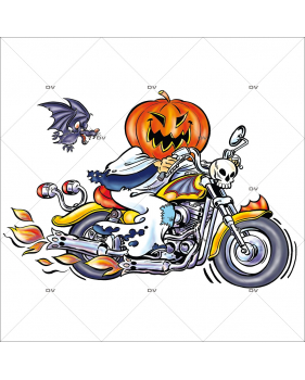 Sticker-halloween-citrouille-biker-moto-31-octobre-vitrophanie-décoration-vitrine-halloween-électrostatique-sans-colle-repositionnable-réutilisable-DECO-VITRES