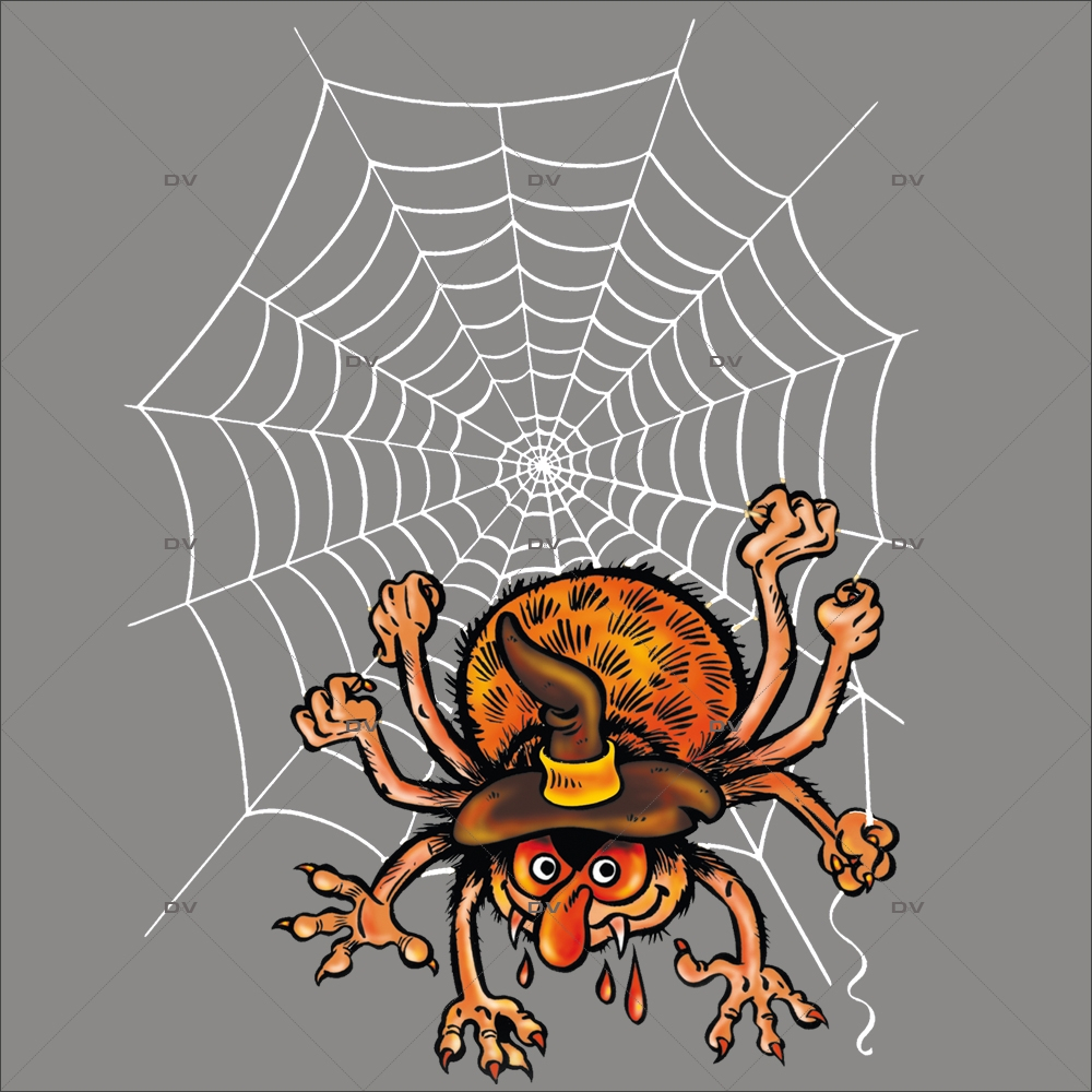 Sticker-halloween-araignée-dans-sa-toile-31-octobre-vitrophanie-décoration-vitrine-halloween-électrostatique-sans-colle-repositionnable-réutilisable-DECO-VITRES