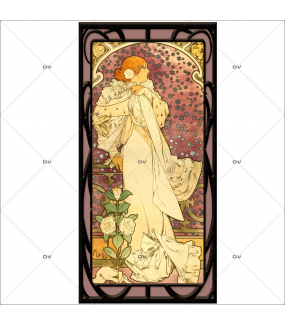 Sticker-vitrail-Mucha-fleurs-art-nouveau-retro-vintage-la-dame-aux-camélias-vitrophanie-électrostatique-sans-colle-repositionnable-réutilisable-ou-adhésif-décoration-fenêtres-vitres-DECO-VITRES