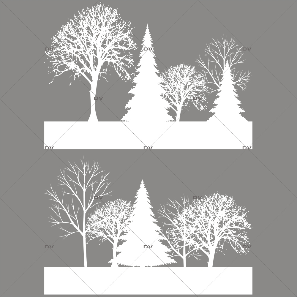 Sticker-frises-arbres-givrés-blanc-paysage-hiver-vitrophanie-décoration-vitrine-noël-électrostatique-sans-colle-repositionnable-réutilisable-DECO-VITRES