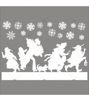 Sticker-frise-de-personnages-shopping-de-noël-silhouettes-cristaux-blanc-vitrophanie-décoration-vitrine-noël-électrostatique-sans-colle-repositionnable-réutilisable-DECO-VITRES