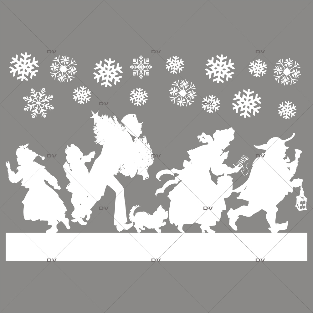 Sticker-frise-de-personnages-shopping-de-noël-silhouettes-cristaux-blanc-vitrophanie-décoration-vitrine-noël-électrostatique-sans-colle-repositionnable-réutilisable-DECO-VITRES