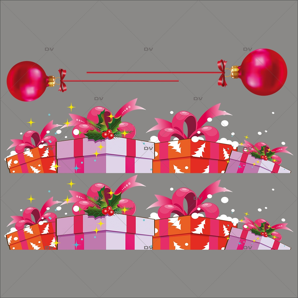 Sticker-frises-de-paquets-cadeaux-de-noël-vitrophanie-décoration-vitrine-noël-électrostatique-sans-colle-repositionnable-réutilisable-DECO-VITRES