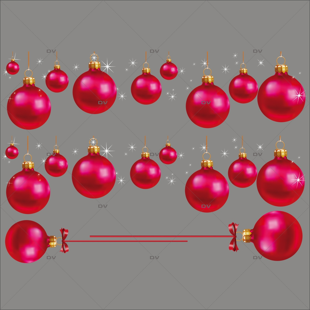 Sticker-frises-de-boules-de-noël-fuchsia-vitrophanie-décoration-vitrine-noël-électrostatique-sans-colle-repositionnable-réutilisable-DECO-VITRES