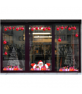 Sticker-frises-de-boules-de-noël-fuchsia-vitrophanie-décoration-vitrine-noël-électrostatique-sans-colle-repositionnable-réutilisable-DECO-VITRES