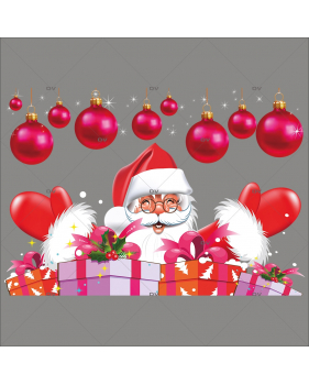 Sticker-père-noël-boules-de-noël-paquets-cadeaux-vitrophanie-décoration-vitrine-noël-électrostatique-sans-colle-repositionnable-réutilisable-DECO-VITRES