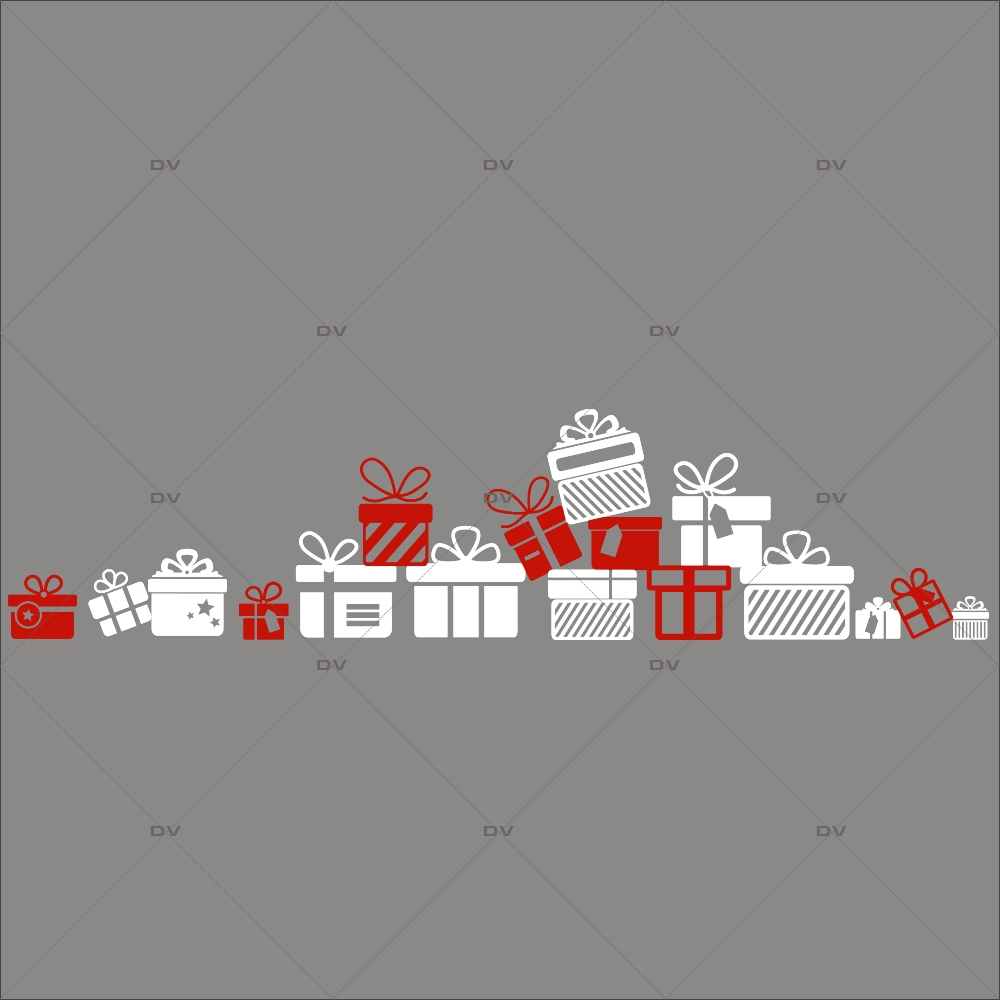 Sticker-frises-de-paquets-cadeaux-de-noël-blancs-rouges-vitrophanie-décoration-vitrine-noël-électrostatique-sans-colle-repositionnable-réutilisable-DECO-VITRES