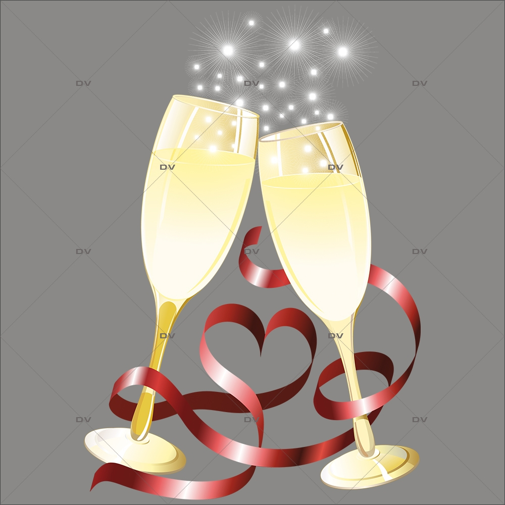 Sticker-coupes-de-champagne-ruban-coeur-noël-anniversaire-fête-vitrophanie-décoration-vitrine-noël-saint-valentin-électrostatique-sans-colle-repositionnable-réutilisable-DECO-VITRES