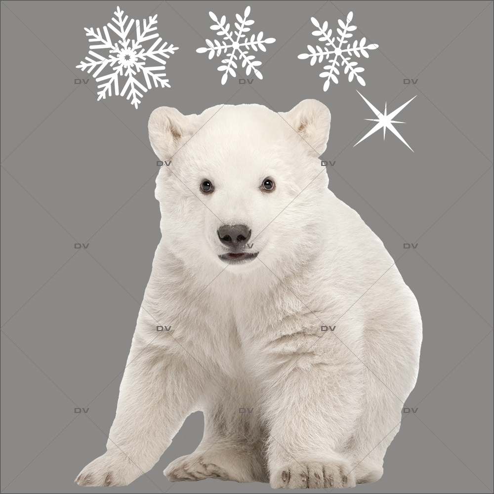 Sticker-ourson-polaire-animaux-vitrophanie-décoration-vitrine-noël-hiver-électrostatique-sans-colle-repositionnable-réutilisable-DECO-VITRES