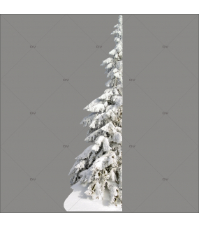 Sticker-paysage-de-neige-demi-sapin-enneigé-nature-hiver-ski-vacances-fête-vitrophanie-décoration-vitrine-noël-électrostatique-sans-colle-repositionnable-réutilisable-DECO-VITRES