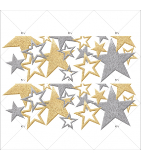 Sticker-frises-étoiles-or-argent-vitrophanie-décoration-vitrine-noël-électrostatique-sans-colle-repositionnable-réutilisable-DECO-VITRES