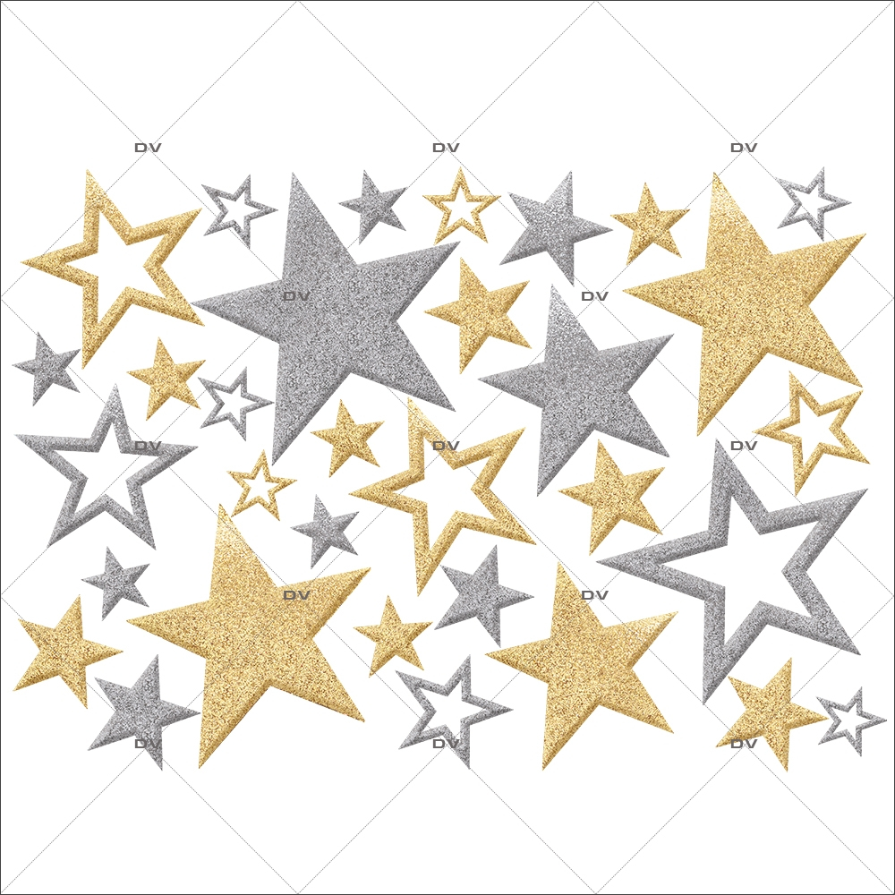 Sticker-étoiles-or-argent-vitrophanie-décoration-vitrine-noël-électrostatique-sans-colle-repositionnable-réutilisable-DECO-VITRES