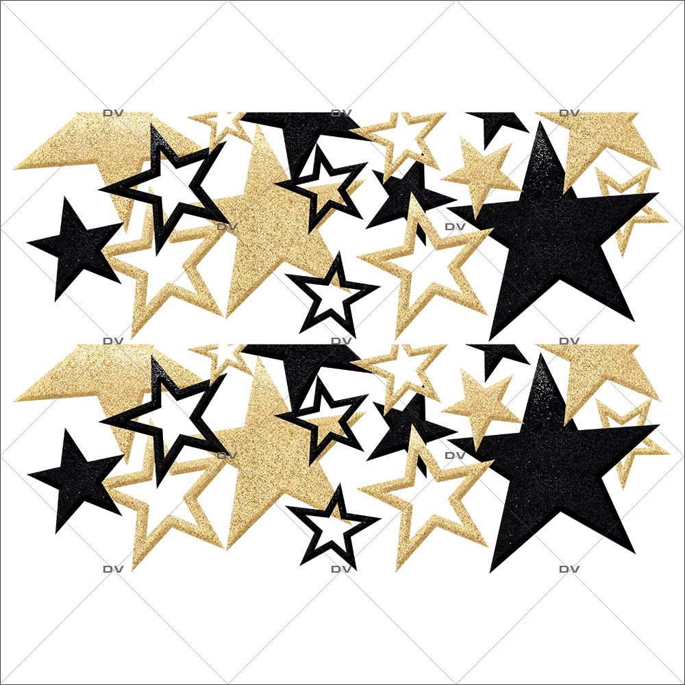 Sticker-frises-étoiles-noir-or-vitrophanie-décoration-vitrine-noël-électrostatique-sans-colle-repositionnable-réutilisable-DECO-VITRES