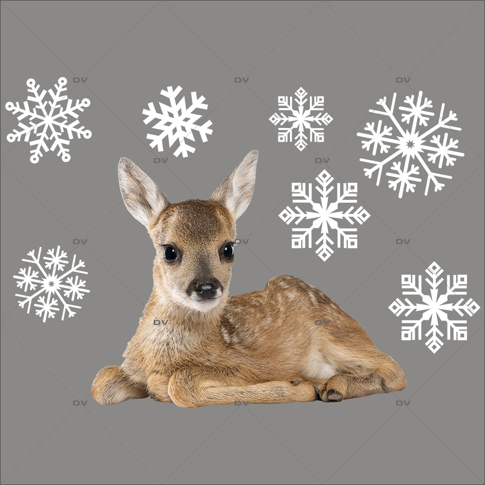 Sticker-faon-animaux-forêt-vitrophanie-décoration-vitrine-noël-hiver-automne-électrostatique-sans-colle-repositionnable-réutilisable-DECO-VITRES