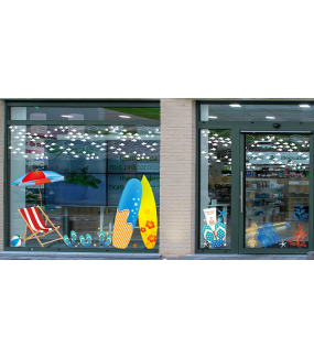 Sticker-planches-de-surf-mer-sport-été-vitrophanie-décoration-vitrine-estivale-électrostatique-sans-colle-repositionnable-réutilisable-DECO-VITRES