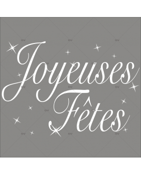 Sticker-texte-joyeuses-fêtes-blanc-vitrophanie-décoration-vitrine-noël-électrostatique-sans-colle-repositionnable-réutilisable-DECO-VITRES