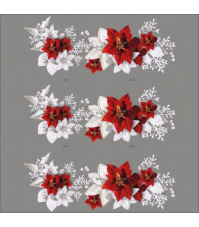 Sticker-frises-de-poinsettias-givrés-fleurs-nature-hiver-cristaux-neige-flocons-vacances-fête-vitrophanie-décoration-vitrine-noël-électrostatique-sans-colle-repositionnable-réutilisable-DECO-VITRES