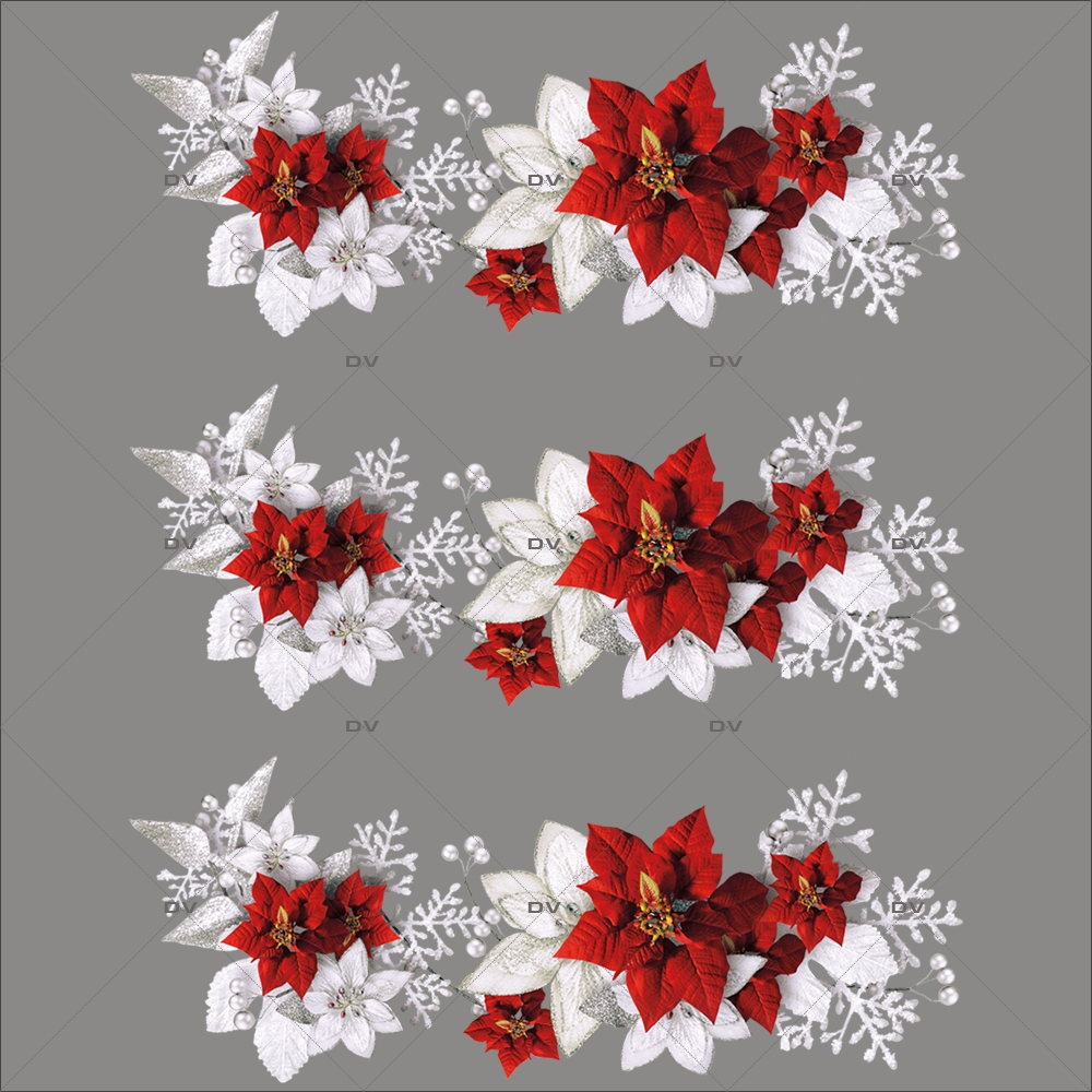 Sticker-frises-de-poinsettias-givrés-fleurs-nature-hiver-cristaux-neige-flocons-vacances-fête-vitrophanie-décoration-vitrine-noël-électrostatique-sans-colle-repositionnable-réutilisable-DECO-VITRES