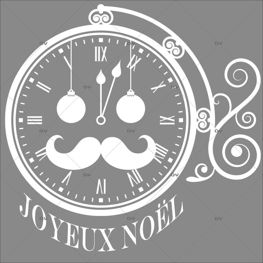 Sticker-horloge-père-noël-texte-joyeux-noël-blanc-vitrophanie-décoration-vitrine-noël-opticien-électrostatique-sans-colle-repositionnable-réutilisable-DECO-VITRES