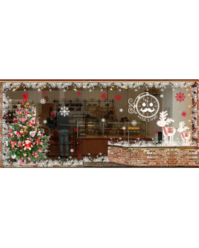Sticker-horloge-père-noël-texte-joyeux-noël-blanc-vitrophanie-décoration-vitrine-noël-opticien-électrostatique-sans-colle-repositionnable-réutilisable-DECO-VITRES