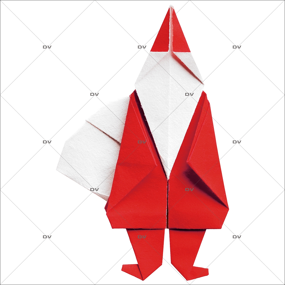 Sticker-père-noël-moderne-origami-vitrophanie-décoration-vitrine-noël-électrostatique-sans-colle-repositionnable-réutilisable-DECO-VITRES