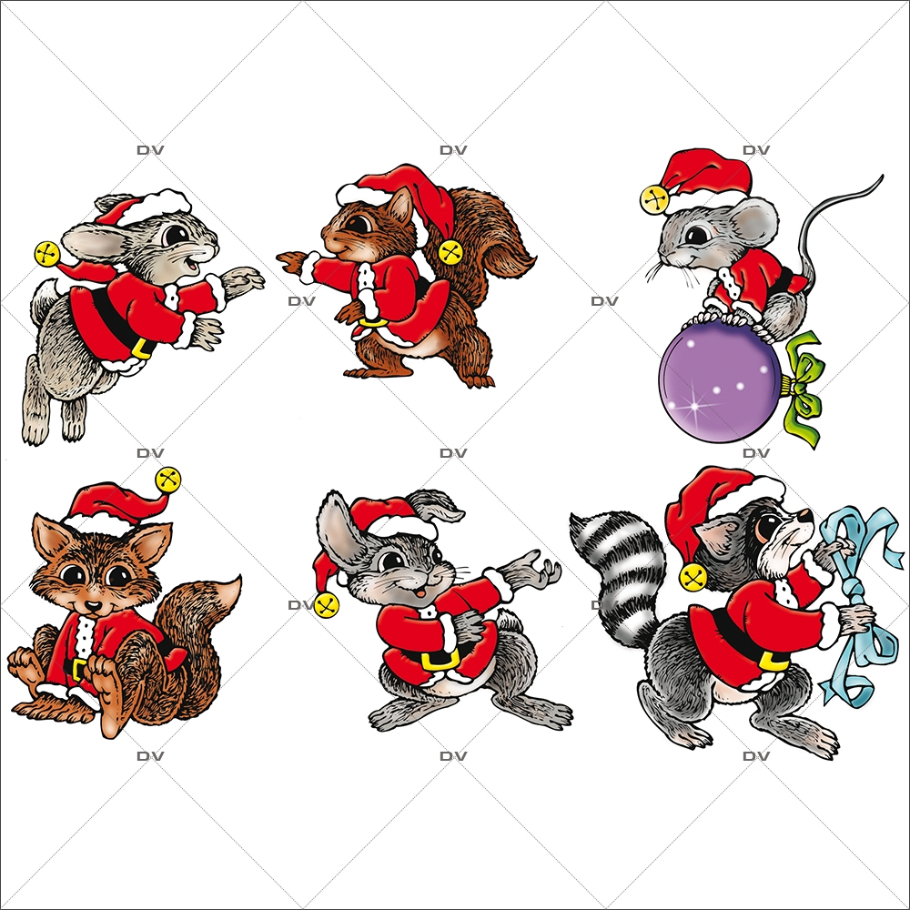 Sticker-animaux-de-noël-déguisés-vitrophanie-décoration-vitrine-noël-électrostatique-sans-colle-repositionnable-réutilisable-DECO-VITRES