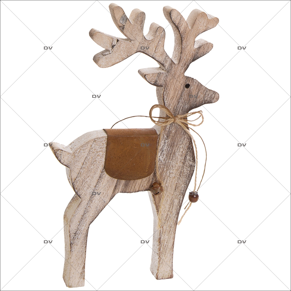 Sticker-renne-bois-nature-thème traditionnel-animaux-vitrophanie-décoration-vitrine-noël-électrostatique-sans-colle-repositionnable-réutilisable-DECO-VITRES