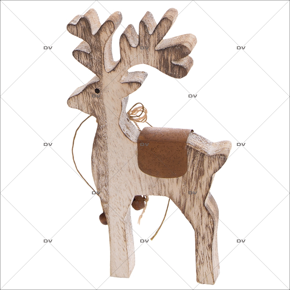 Sticker-renne-bois-nature-thème traditionnel-animaux-vitrophanie-décoration-vitrine-noël-électrostatique-sans-colle-repositionnable-réutilisable-DECO-VITRES