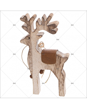 Sticker-renne-bois-nature-thème traditionnel-animaux-vitrophanie-décoration-vitrine-noël-électrostatique-sans-colle-repositionnable-réutilisable-DECO-VITRES