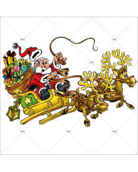 Sticker-père-noël-rennes-traineau-cadeaux-vitrophanie-décoration-vitrine-noël-électrostatique-sans-colle-repositionnable-réutilisable-DECO-VITRES