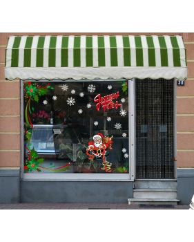 Sticker-père-noël-boucher-vitrophanie-décoration-vitrine-noël-boucherie-charcuterie-électrostatique-sans-colle-repositionnable-réutilisable-DECO-VITRES
