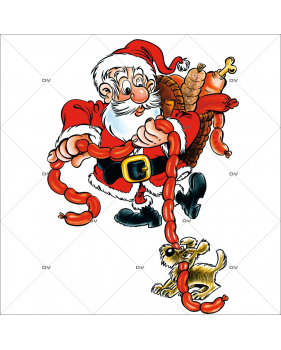 Sticker-père-noël-boucher-vitrophanie-décoration-vitrine-noël-boucherie-charcuterie-électrostatique-sans-colle-repositionnable-réutilisable-DECO-VITRES