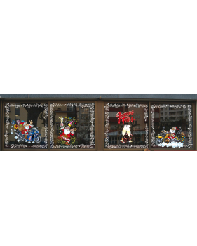 Sticker-père-noël-moto-routière-vitrophanie-décoration-vitrine-noël-électrostatique-sans-colle-repositionnable-réutilisable-DECO-VITRES