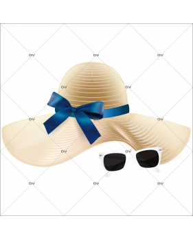 Sticker-chapeau-lunettes-soleil-été-mer-plage-vitrophanie-décoration-vitrine-estivale-électrostatique-sans-colle-repositionnable-réutilisable-DECO-VITRES
