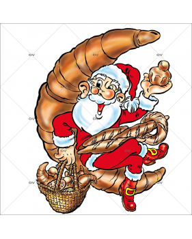 Sticker-père-noël-boulanger-sur-croissant-viennoiserie-vitrophanie-décoration-vitrine-noël-boulangerie-pâtisserie-électrostatique-sans-colle-repositionnable-réutilisable-DECO-VITRES