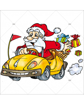 Sticker-père-noël-voiture-cadeaux-vitrophanie-décoration-vitrine-noël-électrostatique-sans-colle-repositionnable-réutilisable-DECO-VITRES