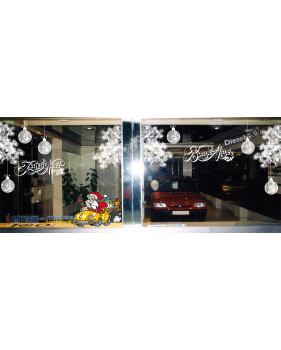 Sticker-père-noël-voiture-cadeaux-vitrophanie-décoration-vitrine-noël-électrostatique-sans-colle-repositionnable-réutilisable-DECO-VITRES