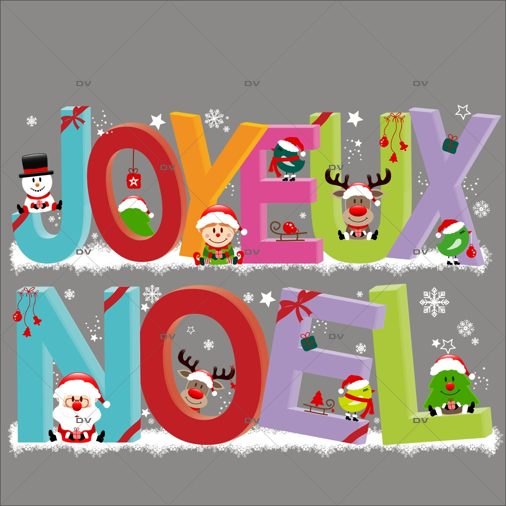 Sticker-banderole-joyeux-noël-sapin-père-noël-lutin-renne-cristaux-vitrophanie-décoration-vitrine-noël-opticien-électrostatique-sans-colle-repositionnable-réutilisable-DECO-VITRES