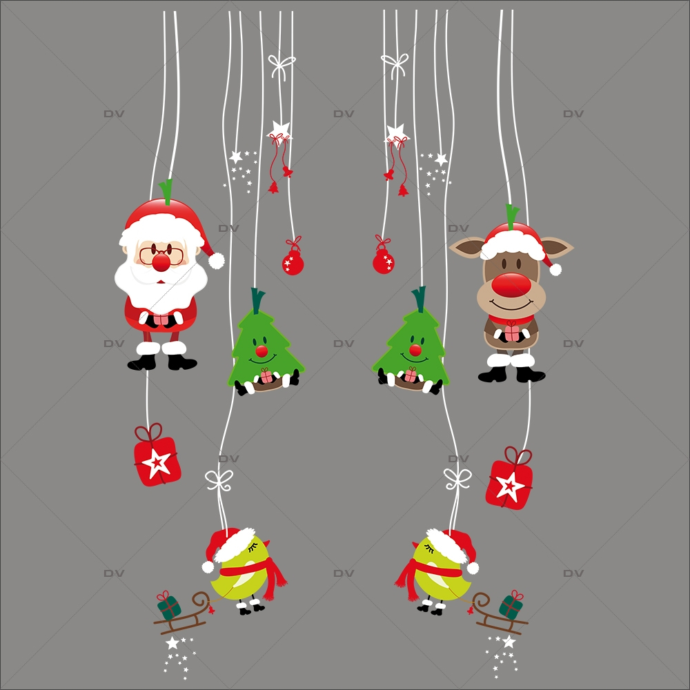 Sticker-frises-suspensions-père-noël-sapins-renne-oiseaux-boules-vitrophanie-décoration-vitrine-noël-électrostatique-sans-colle-repositionnable-réutilisable-DECO-VITRES