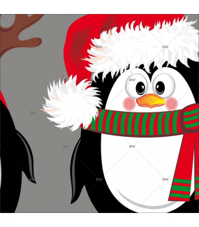 Sticker-4-pingouins-de-noël-polaire-animaux-vitrophanie-décoration-vitrine-noël-hiver-électrostatique-sans-colle-repositionnable-réutilisable-DECO-VITRES